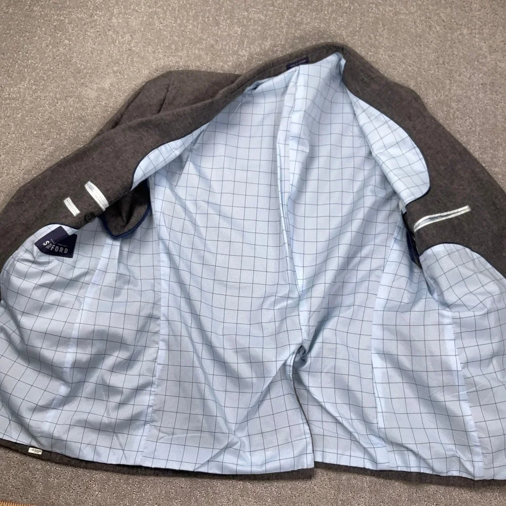 Stafford Blazer Mens 42S Gray 2 Button‎ Classic Lightweight Linen Summer Jacket